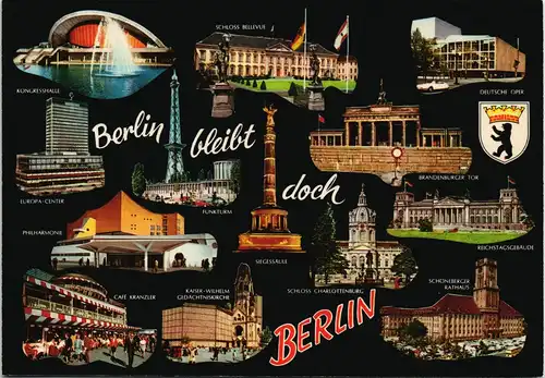 Berlin Mehrbild-AK "Berlin bleibt doch Berlin" Stadtteilansichten 1970