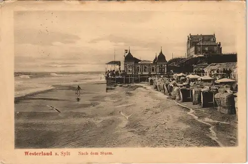 Westerland-Sylt Nach dem Sturm, Strandrestaurant - Strandkörbe 1913