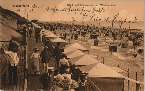 Westerland-Sylt Feine Herrschaften auf der Wandelbahn - Südstrand 1913