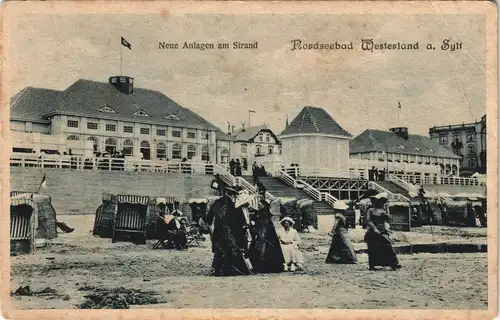 Ansichtskarte Westerland-Sylt Neue Anlagen am Strand 1912