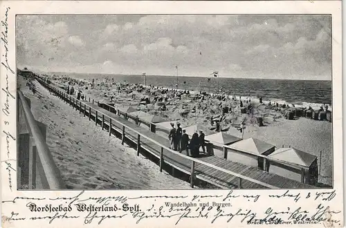 Ansichtskarte Westerland-Sylt Strand, Wandelbahn und Burgen 1903