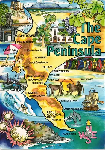 Cape Peninsula South Africa Cape Peninsula Landkarte Map View 1990