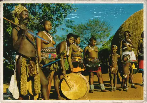 Südafrika Native People ZULU Chief, naked women, nackte Einheimische Frauen 1975
