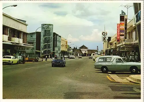 Roodepoort A busy street with cars, Transvaal, South Africa City 1970