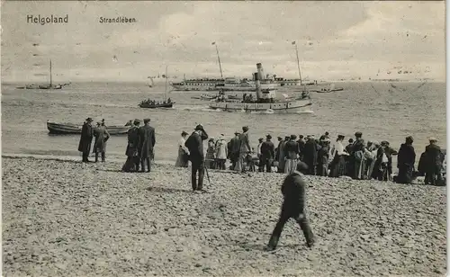 Ansichtskarte  Schiffe/Schifffahrt - Dampfer Strandleben belebt 1911