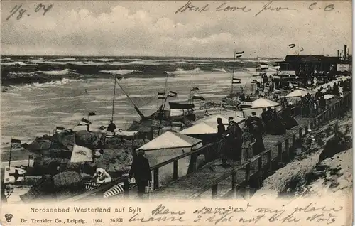 Westerland-Sylt Vor dem Sturm - Strandleben, Strand-Restaurant 1904