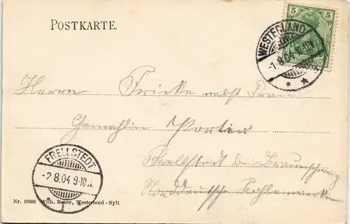 Ansichtskarte Westerland-Sylt Strandleben, Strandkörbe 1904