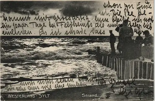 Ansichtskarte Westerland-Sylt Stimmungsbild Menschen auf der Buhne 1910