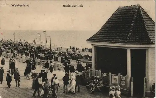 Ansichtskarte Westerland-Sylt Promenade Musikpavillon 1917
