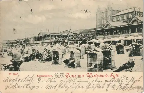 Ansichtskarte Westerland-Sylt Strandleben - Hotels 1899