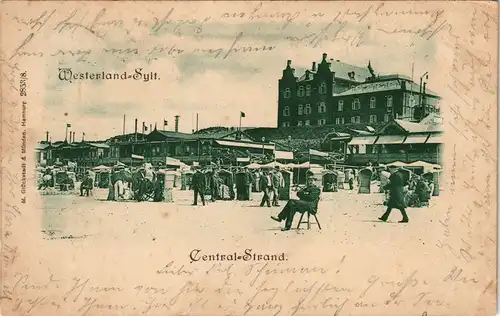 Ansichtskarte Westerland-Sylt Centralstrand, Hotels und Restaurants 1900