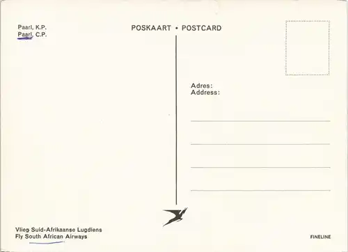 Postcard Paarl Panorama Gesamtansicht, Stadt Südafrika 1970