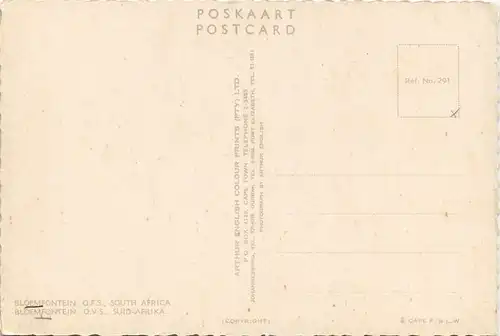 Postcard Bloemfontein Ortsansicht Panorama, Stadt Südafrika 1970