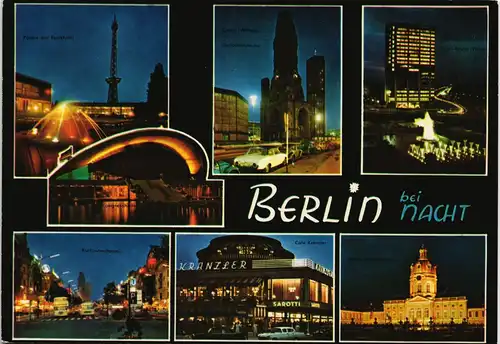 Ansichtskarte Berlin Mehrbildkarte Stadtteilansichten bei Nacht 1970