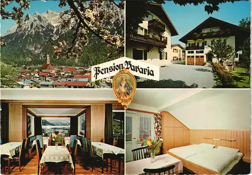 Mittenwald Mehrbild-AK Pension Bavaria Bes. Fritz Weineisen 1970