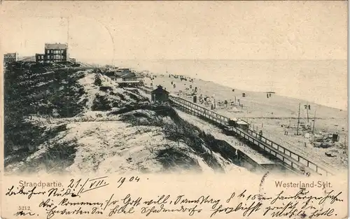 Ansichtskarte Westerland-Sylt Strand, Dünen - Hotels 1904