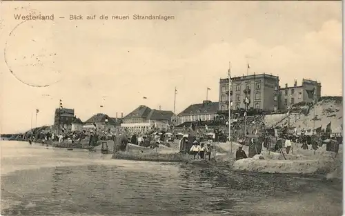 Ansichtskarte Westerland-Sylt Blick auf die neuen Strandanlagen, Hotels 1912