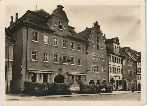 Ansichtskarte Rothenburg ob der Tauber Hotel Eisenhut Strassen Ansicht 1940