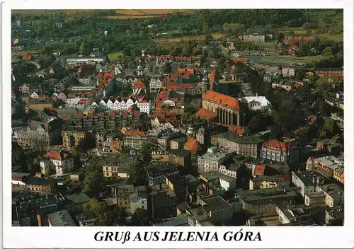 Hirschberg (Schlesien) Jelenia Góra Luftaufnahme der Stadt, Aerial View 1995