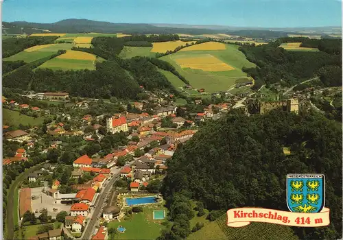 Ansichtskarte Kirchschlag (N-Ö) Luftaufnahme Panorama mit Burg-Ruine 1988