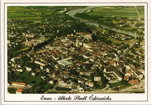 Enns Älteste Stadt Österreich vom Flugzeug aus, Luftbild-AK 2005