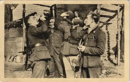 Ansichtskarte  Belgien Belque Soldaten beim Essen 1928