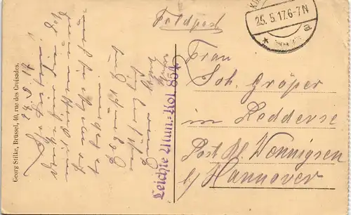 Ansichtskarte  Stadt gel. Feldpost Stempel Leichte Mun. Kol. 864 1915