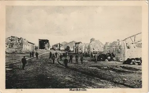 CPA Marcheville WK1 Straßenpartie - Soldaten 1915