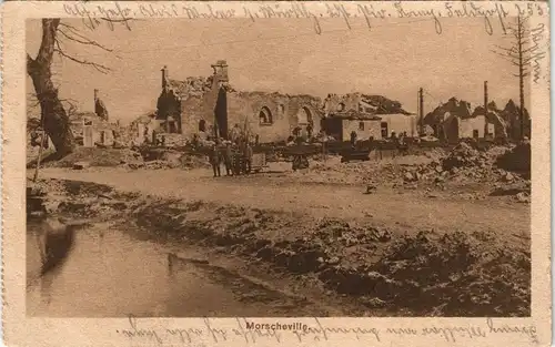 Ansichtskarte  1. WK Soldaten in Morscheville Frankreich 1. WK 1917