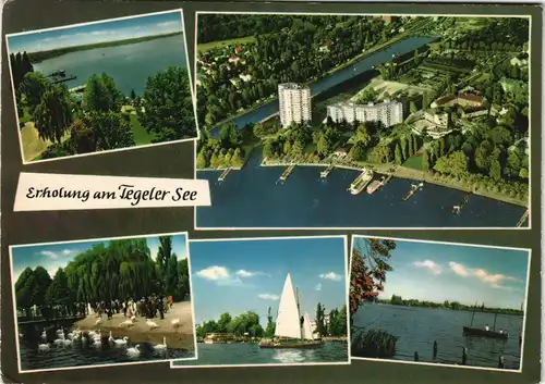 Ansichtskarte Tegel-Berlin Mehrbildkarte Erholung am Tegeler See 1971