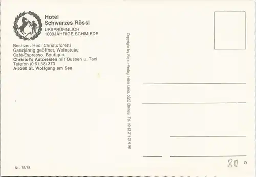 St. Wolfgang im Salzkammergut Hotel Schwarzes Rössl  Hedi Christoforetti 1980