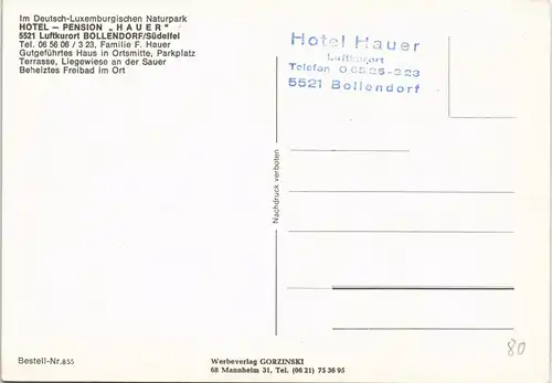 Bollendorf (Eifel) HOTEL PENSION HAUER Mehrbild-AK Süd-Eifel Region 1980