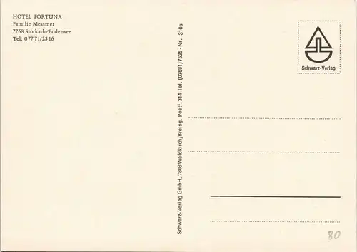 Ansichtskarte Stockach Mehrbildkarte HOTEL FORTUNA Fam. Messmer 1980