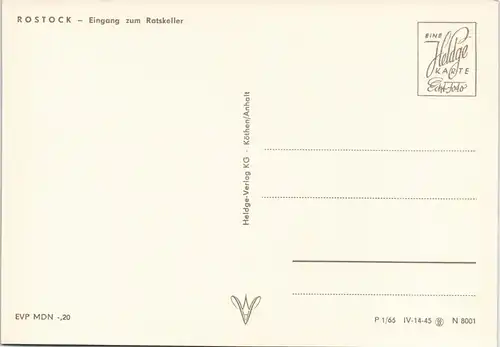 Ansichtskarte Rostock Eingang zum Ratskeller DDR AK 1966/1965