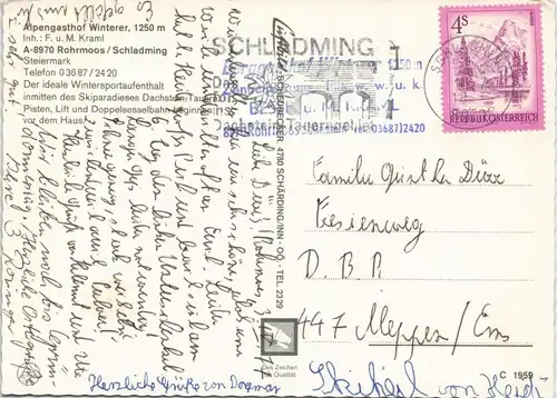 Rohrmoos Partie am Alpen-Gasthof Winterer, Inh. Kraml, Steiermark 1977