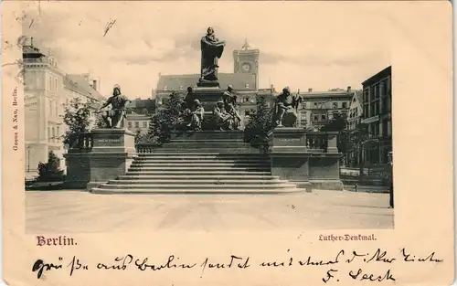 Berlin Lutherdenkmal Partie Luther-Denkmal 1900   GREIFSWALD (Ankunftsstempel)
