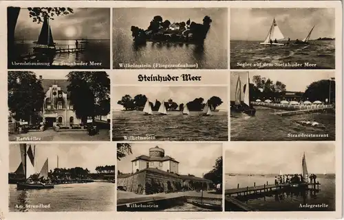 Ansichtskarte Wunstorf Strandrestaurant, Abenstimmung, Anlegestelle 1937