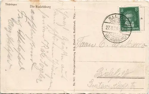 Ansichtskarte Saaleck-Bad Kösen Rudelsburg 1928