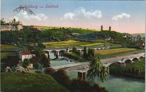 Ansichtskarte Bad Kösen Burg Saaleck, Brücken, Rudelsburg 1929
