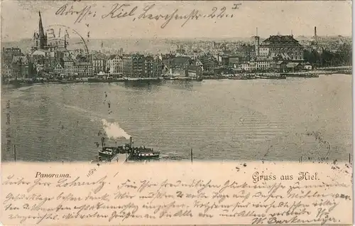Ansichtskarte Kiel Dampfer, Anlegestelle - Stadt 1899
