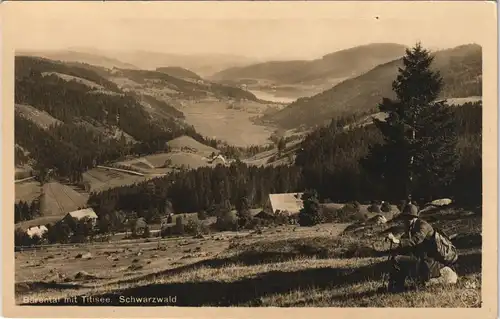 Ansichtskarte Bärental-Feldberg (Schwarzwald) Wanderer an der Stadt 1934