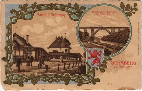 Ansichtskarte Solingen 2 Bild Künstlerkarte Schaberg Bahnhof 1916