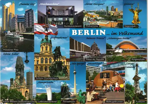 Berlin Mehrbild-AK mit Sehenswürdigkeiten Namen im "Volksmund" 2005