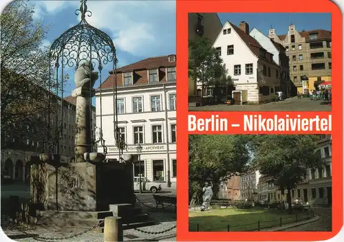 Ansichtskarte Mitte-Berlin Nikolaiviertel Stadtteilansichten 1990