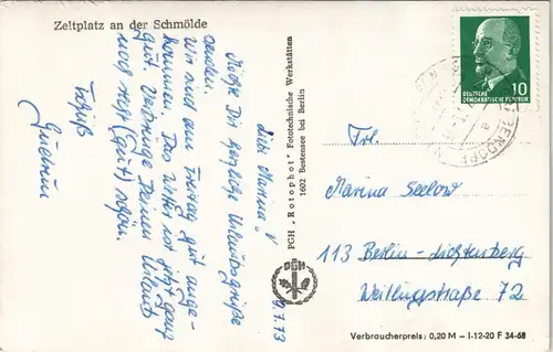 Ansichtskarte Gräbendorf-Heidesee Zeltplatz an der Schmölde 1968