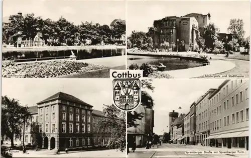Ansichtskarte Cottbus Schillerplatz, Postamt, Spremberger Straße 1961