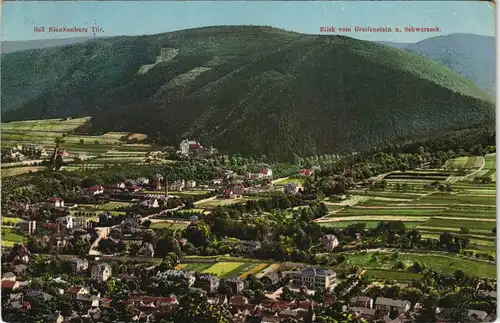 Ansichtskarte Bad Blankenburg Blick vom Greifenstein u. Schwarzeck 1912