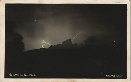 Ansichtskarte Berchtesgaden Watzmann - Gewitter, Nacht 1928