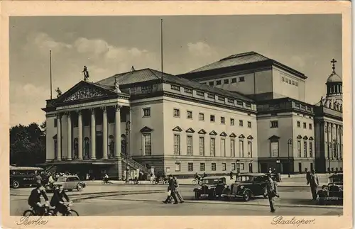 Ansichtskarte Mitte-Berlin Kreuzung - Verkehr, Staatsoper 1936