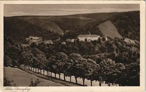 Ansichtskarte Schwarzburg Blick vom Bahnhof auf die Stadt 1926